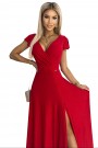  411-2 CRYSTAL long shimmering dress with a neckline - red 