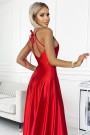  419-1 PERLA satin long dress with a neckline on the back - red 