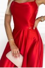  419-1 PERLA satin long dress with a neckline on the back - red 