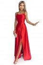  419-1 PERLA satin long dress with a neckline on the back - red 