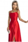  419-1 PERLA satin long dress with a neckline on the back - red 