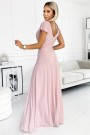  411-6 CRYSTAL long shimmering dress with a neckline - dirty pink 