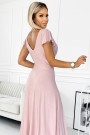  411-6 CRYSTAL long shimmering dress with a neckline - dirty pink 