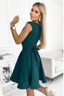  442-1 Flared dress with small sleeves - green 