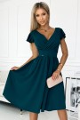  425-1 MATILDE Dress with a neckline and short sleeves - green 