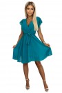  424-1 Chiffon pleated dress with a neckline and frills - sea color 