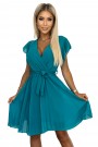  424-1 Chiffon pleated dress with a neckline and frills - sea color 