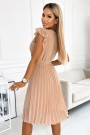  374-5 POLINA Pleated dress with a neckline and frills - beige 