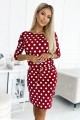  13-156 Sports dress with binding and pockets - burgundy + polka dots 