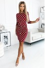  13-156 Sports dress with binding and pockets - burgundy + polka dots 
