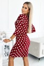  13-156 Sports dress with binding and pockets - burgundy + polka dots 