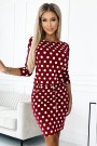  13-156 Sports dress with binding and pockets - burgundy + polka dots 