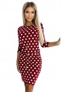  13-156 Sports dress with binding and pockets - burgundy + polka dots 