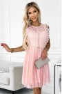  454-2 GRETA dress with lace and gold belt - peach 