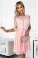  454-2 GRETA dress with lace and gold belt - peach 