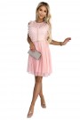  454-2 GRETA dress with lace and gold belt - peach 