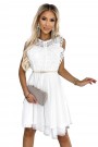 454-1 GRETA dress with lace and gold belt - white 