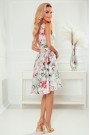  478-1 MAYA Dress with longer back, neckline and belt - pink flowers 