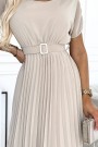  465-2 MIA Pleated midi dress with a wide belt - beige 
