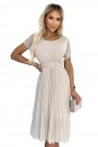 465-2 MIA Pleated midi dress with a wide belt - beige 