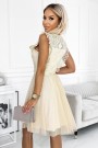 454-3 GRETA dress with lace and gold belt - Beige 