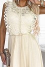  454-3 GRETA dress with lace and gold belt - Beige 