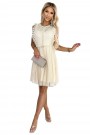  454-3 GRETA dress with lace and gold belt - Beige 