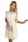  454-3 GRETA dress with lace and gold belt - Beige 