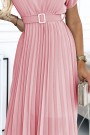  465-3 MIA Pleated midi dress with a wide belt - dirty pink 