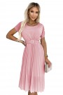  465-3 MIA Pleated midi dress with a wide belt - dirty pink 