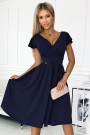  425-3 MATILDE Dress with a neckline and short sleeves - dark blue 