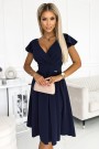  425-3 MATILDE Dress with a neckline and short sleeves - dark blue 