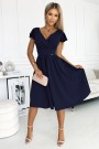  425-3 MATILDE Dress with a neckline and short sleeves - dark blue 