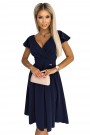  425-3 MATILDE Dress with a neckline and short sleeves - dark blue 