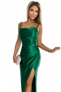  483-1 DIANE satin long dress with a leg slit - green 