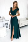  405-4 ELENA Long dress with a neckline and ties on the shoulders - GREEN 
