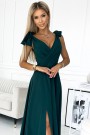  405-4 ELENA Long dress with a neckline and ties on the shoulders - GREEN 