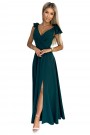  405-4 ELENA Long dress with a neckline and ties on the shoulders - GREEN 