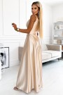  299-8 CHIARA elegant satin maxi dress with straps - gold 