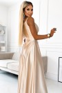  299-8 CHIARA elegant satin maxi dress with straps - gold 