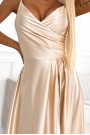 299-8 CHIARA elegant satin maxi dress with straps - gold 