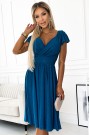  425-5 MATILDE Dress with a neckline and short sleeves - sea color with glitter 