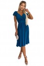  425-5 MATILDE Dress with a neckline and short sleeves - sea color with glitter 