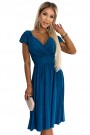  425-5 MATILDE Dress with a neckline and short sleeves - sea color with glitter 