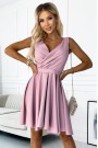  478-2 MAYA Dress with longer back, neckline and belt - dirty pink 