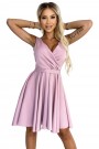  478-2 MAYA Dress with longer back, neckline and belt - dirty pink 