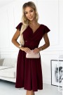  425-4 MATILDE Dress with a neckline and short sleeves - Burgundy color 