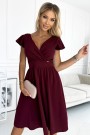  425-4 MATILDE Dress with a neckline and short sleeves - Burgundy color 