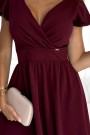  425-4 MATILDE Dress with a neckline and short sleeves - Burgundy color 