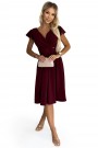  425-4 MATILDE Dress with a neckline and short sleeves - Burgundy color 